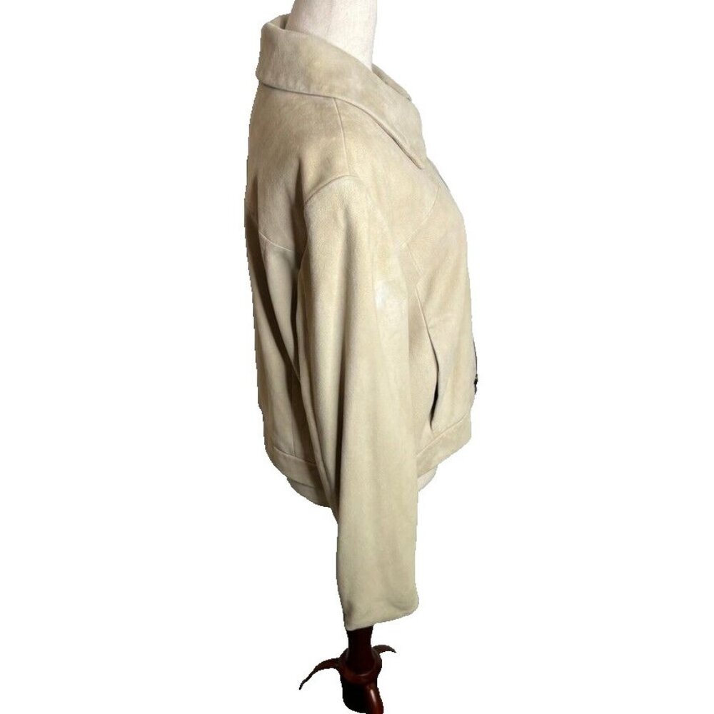 Madewell $498 Shrunken Zip-Front Jacket in Suede Light Sand Size 6 NO887 - Picture 6 of 11